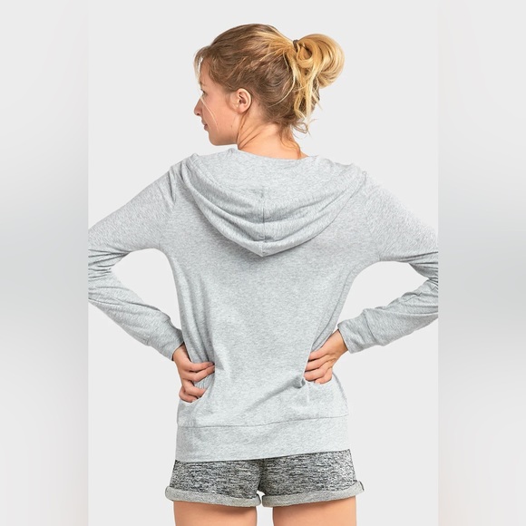 LADIES LIGHTWEIGHT FULL ZIP UP HOODIE SWEATSHIRT HEATHER GREY X-LARGE - Picture 4 of 4